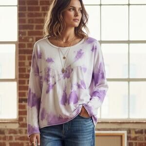 Raquel Allegra Purple Tie-Dye oversize Sweatshirt California Print Sz 1